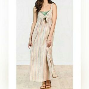 Matilda Jane No Baggage Stripe Floral Cotton Modal Maxi Dress Size XL Pockets